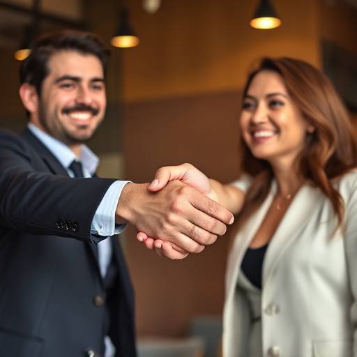 Two professionals shaking hands after successful negotiation